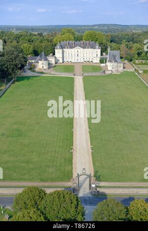 La France, dans le Maine et Loire, labyrinthe, château de Montgeoffroy (vue aérienne) Banque D'Images