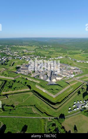 La France, de l'Ardennes, la citadelle de Rocroi fortifiée par Vauban (vue aérienne) Banque D'Images