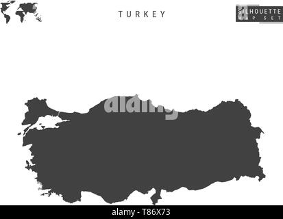 La Turquie scénario vierge site isolé sur fond blanc. High-Detailed silhouette noire Carte de République de Turquie. Illustration de Vecteur