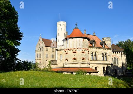 Allemagne, Baden Württemberg, Souabe Alb (Schwäbische Alb), près de Reutlingen, Château de Lichtenstein Banque D'Images