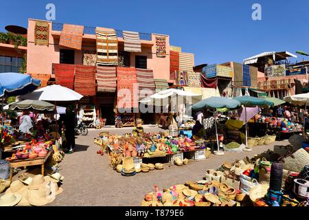 Le Maroc, Haut Atlas, Marrakech, ville impériale, médina classée au Patrimoine Mondial de l'UNESCO, les souks, les épices square Banque D'Images