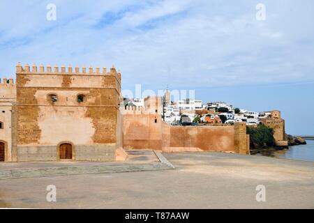 Maroc, Rabat, inscrite au Patrimoine Mondial de l'UNESCO, Udayas (kasbah kasbah des Oudaïas), l'oued Bou Regreg river Banque D'Images