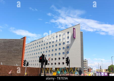 10 Mai 2019 : La Baie de Cardiff, Cardiff UK : un nouveau Premier Inn ouverture bientôt dans la baie de Cardiff. Les travaux de construction en cours. Banque D'Images