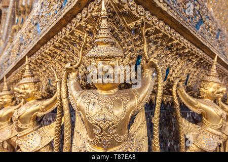 Thaïlande, Bangkok, Ko Ratanakosin, Wat Phra Keo, le Temple du Bouddha d'or, détail Banque D'Images