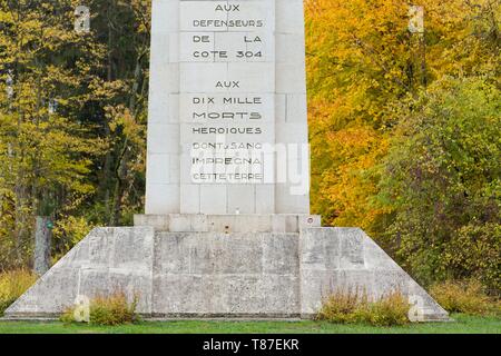 La France, la Meuse, la région d'Argonne, Esnes en Argone, la cote 304 Monument aux Morts inauguré en 1934 Banque D'Images