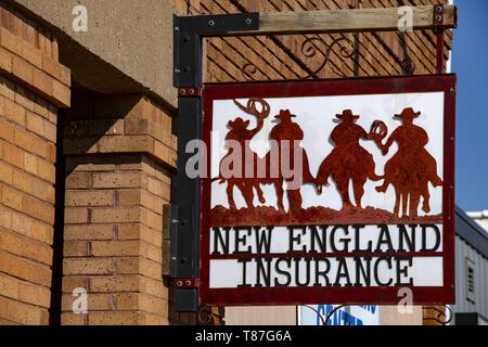 United States, North Dakota, village de la Nouvelle Angleterre, rue Principale Banque D'Images