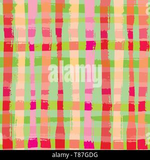 Grunge moderne dynamique vérifier dans couleurs tropicales. Modèle vectoriel continu lumineux avec summer vibe. Une grande partie, pour le bien-être, beauté, bio, de l'alimentation Illustration de Vecteur