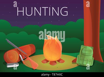 Concept de camp de chasse bannière. Cartoon illustration du concept de vecteur de camp de chasse de bannière web design Illustration de Vecteur