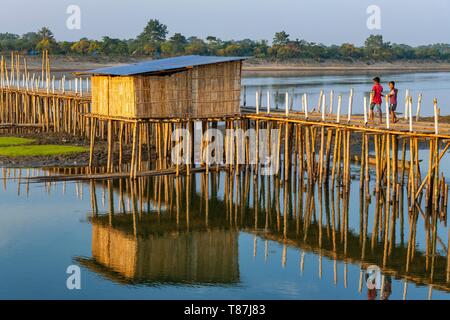 L'Inde, Assam, Majuli Island sur la rivière Brahmapoutre Banque D'Images