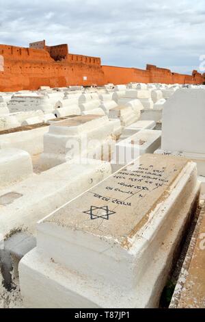 Le Maroc, Haut Atlas, Marrakech, ville impériale, médina classée au Patrimoine Mondial de l'UNESCO, quartier Mellah, le cimetière juif Banque D'Images