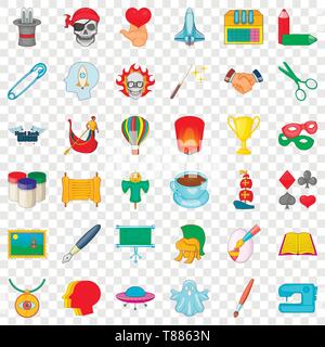 La créativité, l'ensemble des icônes de style cartoon Illustration de Vecteur