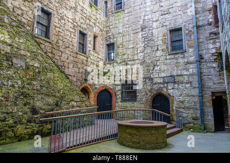 Intérieur du donjon de Château Rushen, Castletown, Ile de Man Banque D'Images