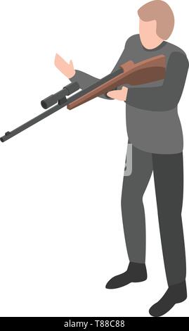 Fusil de Sniper hunter, icône style isométrique Illustration de Vecteur