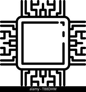 Processeur central, l'icône de l'ia style du contour Illustration de Vecteur