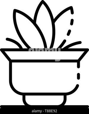 Grande plante de feuilles, l'icône de style contour Illustration de Vecteur
