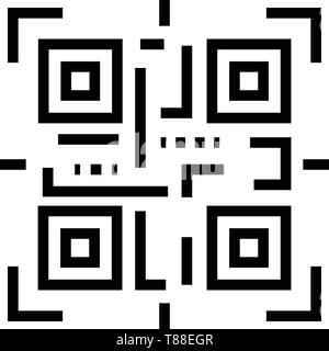 Identification code QR, icône de style contour Illustration de Vecteur