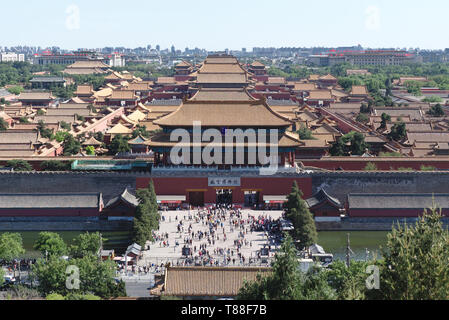 Vue aérienne de la Cité Interdite de Parc Jingshan, Beijing, Chine Banque D'Images