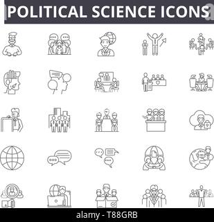 Icônes de ligne de science politique, signes, vector set, résumé du concept, illustration linéaire Illustration de Vecteur