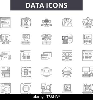 Icônes de ligne de données, signes, vector set, résumé du concept, illustration linéaire Illustration de Vecteur