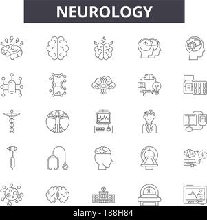 Icônes de ligne de neurologie, signes, vector set, concept linéaire, contours illustration Illustration de Vecteur