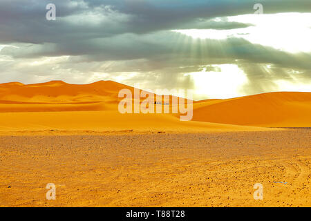 De belles dunes de sable dans le désert du Sahara. Maroc Banque D'Images