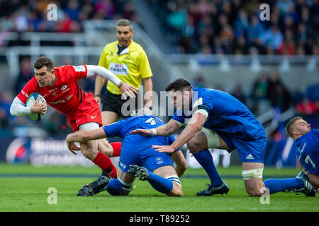 St James Park, Newcastle, Royaume-Uni. Le 11 mai, 2019. European Champions Cup rugby, Leinster finale contre Sarrasins ; Ben Spencer des Saracens est abordé par Devin Toner de Leinster : Action Crédit Plus Sport/Alamy Live News Crédit : Action Plus de Sports/Alamy Live News Banque D'Images