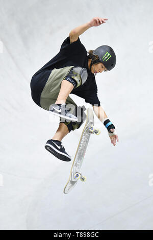 Murakami city Skate Park, Niigata, Japon. Le 11 mai, 2019. Murakami city Skate Park, Niigata, Japon. Le 11 mai, 2019. Ayumu Hirano, le 11 mai 2019 - la planche à roulettes : le 3ème Championnat du Japon le skate parc hommes traning officiel à Murakami city Skate Park, Niigata, Japon. Credit : MATSUO.K/AFLO SPORT/Alamy Live News Banque D'Images