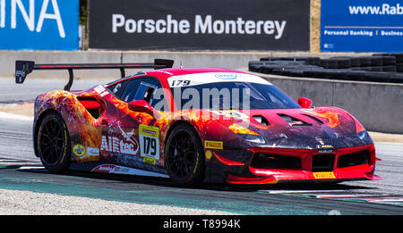 Monterey, Californie, USA. 11 mai 2019. Ferrari Challenge Race 1 S/S-suis #  179 Eileen Bildman sortant si virage 11 au cours de la Ferrari Challenge Weathertech Raceway Laguna Seca Monterey CA Thurman James/CSM Crédit : Cal Sport Media/Alamy Live News Banque D'Images