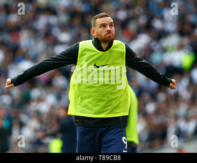 Londres, Royaume-Uni. 12 mai, 2019. Tottenham Hotspur est Vincent Janssen au cours de Premier League anglaise entre Everton et Tottenham Hotspur Tottenham Hotspur au stade , Londres, Royaume-Uni, le 12 mai 2019 Premier League et Ligue de football DataCo images sont soumis à licence. Usage éditorial uniquement. Pas de vente d'impression. Aucun usage personnel des ventes. Aucune UTILISATION NON RÉMUNÉRÉ : Crédit photo Action Sport/Alamy Live News Banque D'Images