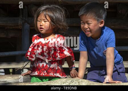 L'Inde, de l'Arunachal Pradesh, Lazu village, tribu d'OLO Banque D'Images