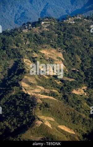 L'Inde, de l'Arunachal Pradesh, Lazu village, tribu d'OLO Banque D'Images