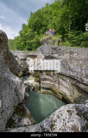 En France, en Haute Savoie, près d'Annecy la curiosité naturelle des Gorges du Fier, la rivière à la sortie du canyon Banque D'Images