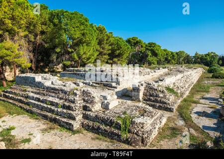 Italie, Sicile, Syracuse, parc archéologique de Neapolis, Autel de Hiéron II de la 3e siècle avant J.-C. Banque D'Images