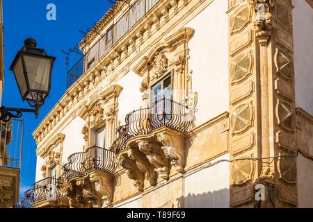 Italie, Sicile, Scicli, UNESCO World Heritage site, Palazzo Beneventano Banque D'Images