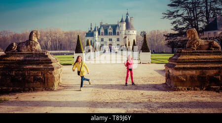 Catherine de Médicis gothique tardif du début de la Renaissance / Château de Chenonceau dans la vallée de la Loire est une grande destination de voyage pour les enfants et les adultes ! Banque D'Images