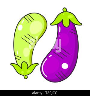 Les courgettes vertes et violettes vector illustration sur fond blanc Illustration de Vecteur