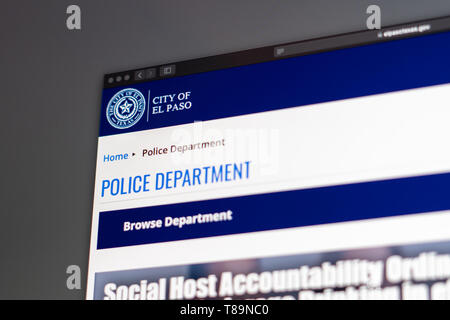 Service de Police d'El Paso d'accueil du site. Close up of Police Dept logo. Peut être utilisé comme illustration pour les médias ou d'autres sites web. Banque D'Images