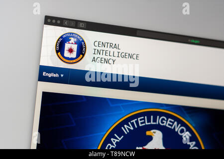 Central Intelligence Agency accueil du site. Close up de logo de l'ICA. Peut être utilisé comme illustration pour les médias ou d'autres sites web. Banque D'Images