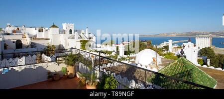 Maroc, région Tanger Tétouan, Tanger, Kasbah, Medina, vieille ville et la baie Banque D'Images