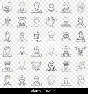 Femme icons set style du contour, Illustration de Vecteur