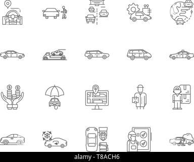 Icônes de ligne automatique de revendeur, signes, vector set, contours concept illustration Illustration de Vecteur