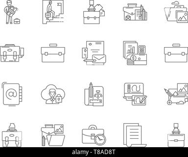 Icônes de ligne de porte-documents, signes, vector set, contours concept illustration Illustration de Vecteur
