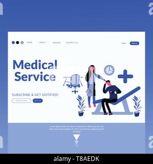Service médical- télévision moderne illustration. Modèle de page d'atterrissage. Facile à modifier et à personnaliser. Illustration de Vecteur