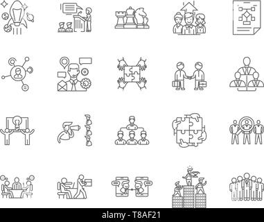 Gestion des icônes de ligne, signes, vector set, contours concept illustration Illustration de Vecteur