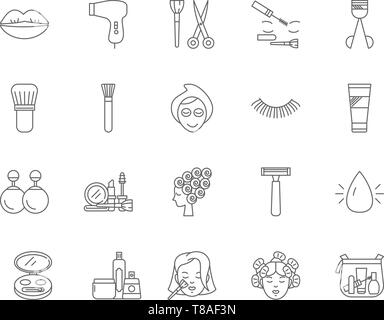 Icônes de ligne Cosmetologist, signes, vector set, contours concept illustration Illustration de Vecteur