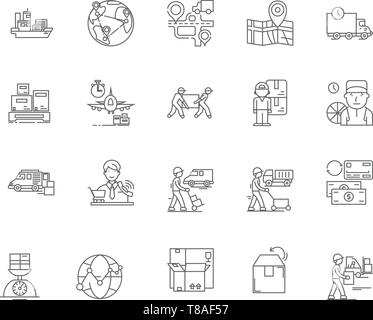 Les services de messagerie, signes, icônes de ligne vector set, contours concept illustration Illustration de Vecteur