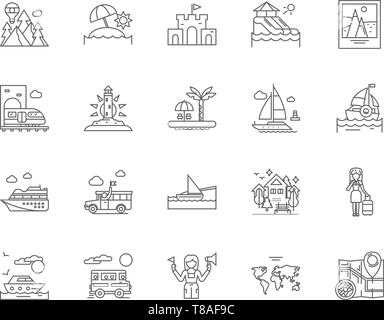 Cruises icônes, signes, vector set, contours concept illustration Illustration de Vecteur