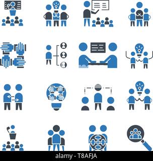 Simple Jeu d'icône du travail d'équipe. vecteur symbole télévision Illustration de Vecteur
