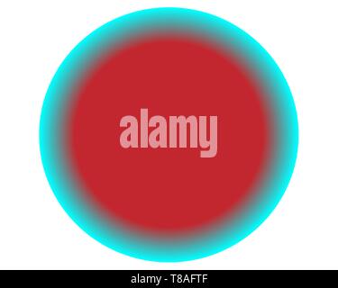 Neon bleu rouge boule cercle sur fond blanc Illustration de Vecteur