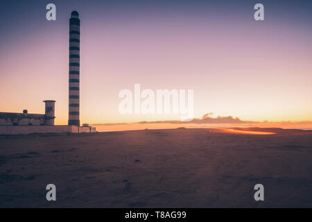 Leuchtturm à Dakhla. Dakhla, Sahara occidental, Maroc. Banque D'Images